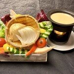 Awaji onion and seasonal vegetables - ñacauda with sake kasu and anchovy sauce