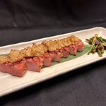 Thick-sliced bacon, miso-marinated and grilled with mountain wasabi