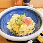 ふる里うどん  - 冷たまチーズアスパラ玉子 850円