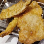 博多天ぷら たかお - えび①、豚、魚①