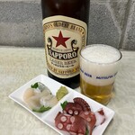Tanaka Saketen - 瓶ビールとお造り