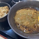 Yudetarou - 朝食、納豆、温そば480円