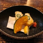 和食居酒屋　旬門 - 鱧のオクラ巻き天婦羅