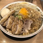 豚山 栄店 - 汁なし小ブタ（1,200円）、味玉（100円）
                                コール「全マシ、ショウガ」