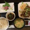 Shunsai Musou An - 刺身付き日替わり定食(牛肉と新玉のオイスターソース炒め)