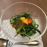 米沢牛ステーキレストラン 牛毘亭 - 牛そぼろとおかひじきのポンズジュレ