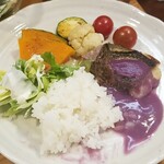 キッチン ブルー グローブ - ご飯、サラダをワンプレート