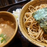 つけ麺 えん寺 - ベジポタ 味玉•肉入り つけ麺(1200円)、大盛り1.5玉(100円)。