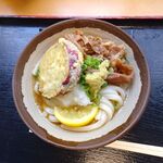 めりけんや - 冷肉ぶっかけうどん（小）、さつまいも710円