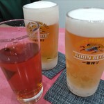 中華料理 萬福 - ウーロンハイ(氷ぬき)、生ビール