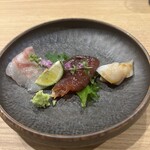 Umeda Sushidokoro Ikou - 造り 鯛、鰹、つぶ貝