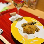 かねと - 会津アスパラと相馬アイナメのあおさ揚げ