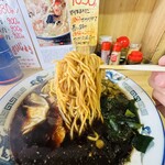 Asahikawa Ramen Saijou - 【黒い正油ラーメン＝中細ストレート麺】