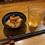 うまか味 薩摩 - 突き出し　この日は魚の唐揚げだったかな？　いつも美味しい♪　あんず酒ロックと♪