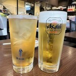 Karaku - コーン茶ハイ(裏メニュー)、生ビール