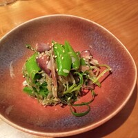 蕎麦 蘇枋 - ホタルイカとスナップエンドウ