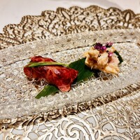 炭和食かなうS 特別室 - かめのこのにくずし、上ミノ梅水晶和え