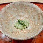 道後 海舟 - 新宮茶 新茶粥仕立て 新芽の天婦羅