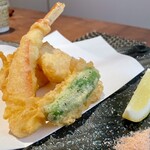 かに華 - カニとホタテの天麩羅