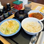 松屋 - サラダ、ご飯小、味噌汁