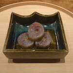 温石 - 鯵の胡瓜巻き､梅肉ソース