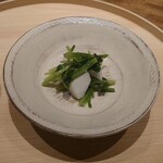 温石 - あやめ雪かぶと壬生菜の胡麻お浸し