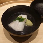 温石 - 魳と空豆水団､蔓菜､柚