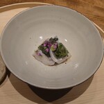 温石 - 疣鯛と春菊の蒸し物
