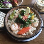 スペインバル BONITA - 海老とエノキの豆乳パエリア(週替わりパエリアセット)