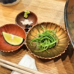 飯田商店 - 薬味、塩が追加されていました