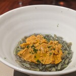 スガラボヴィー - 徳島赤ウニ秋田じゅんさい。今回のパスタ料理は冷製でした。