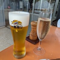 トラットリア グランボッカ - ビールとスパーリングで乾杯です