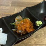 酒肴場 屯 - 鯵のタタキ、大間のまぐろ漬け