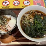 十割蕎麦 さがたに - かけそば＋にんにく鴨めし