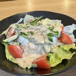 Noto Chokusou Sengyo Jizake To Kawahagi Kimasshi - 豆腐サラダ。野菜が沢山入ってるヤツ、という消極的選択。大根サラダは、根菜だから糖質が多い。