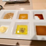 奈種彩 - ミツル醪マヨ、ごま油塩、醤油
                                マヨネーズ、オリーブオイル塩コショウ、ポン酢