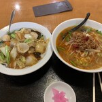 Shou ryuu - 味噌台湾麺と中華飯のセット。お腹がはち切れますw