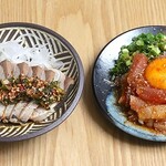 サインビーエス - 海鮮ユッケ、炙りハマチ～ピリ辛ダレ～