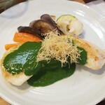 キッチン ブルー グローブ - マンダイムニエルのアップ