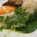 キッチン ブルー グローブ - ふた切れ目にもソースを絡めて