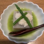 手打蕎麦 椋庵 - アスパラソースの蕎麦豆腐