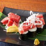 Assorted bluefin tuna sashimi and tokke Sushi