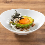 Avocado and egg - marinated in sweet wasabi and soy sauce