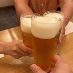 Fukkou - 乾杯の図。生ビールはハートランド