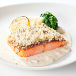 Crispy herbed breaded salmon with honey mustard flavor