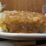 キッチン ブルー グローブ - 横から、分厚いテリーヌ