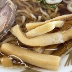 ラーメン もっけだの - 『朝食セット(ハーフ中華そばあっさり)＋刻みチャーシュー』のメンマ