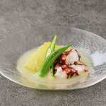 Chilled octopus and winter melon dish with pureed winter melon