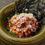 韓式腌鱈魚內臟拌章魚泡菜和栗子芝士