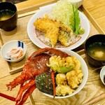 Kanekatsushokudou - 伊勢海老と鮑の天丼